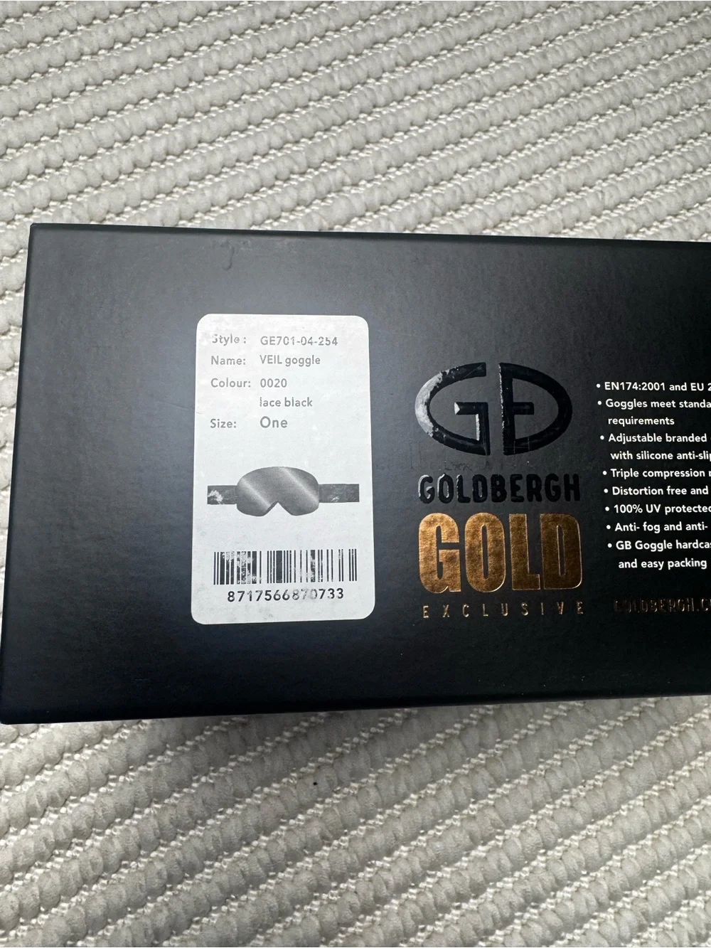 Goldbergh Veil Ski Goggles in Lace Black NEW in box